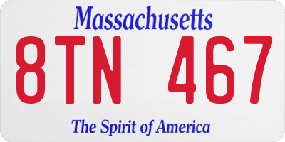 MA license plate 8TN467