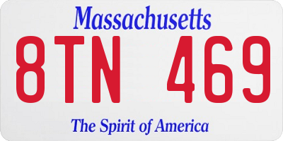 MA license plate 8TN469
