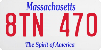 MA license plate 8TN470