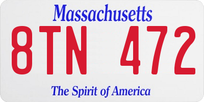 MA license plate 8TN472