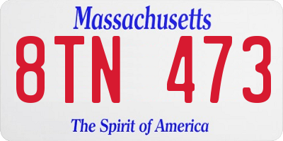 MA license plate 8TN473