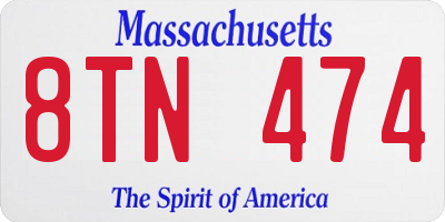 MA license plate 8TN474