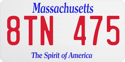 MA license plate 8TN475
