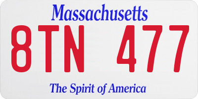 MA license plate 8TN477