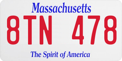 MA license plate 8TN478