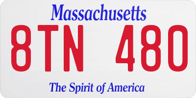 MA license plate 8TN480