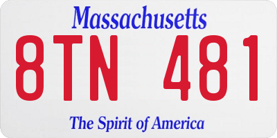 MA license plate 8TN481