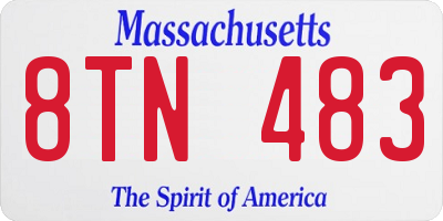 MA license plate 8TN483