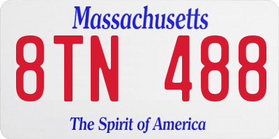 MA license plate 8TN488