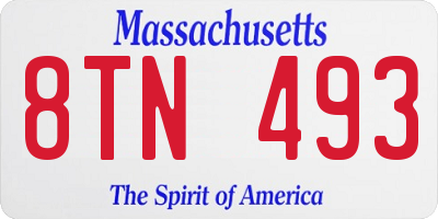 MA license plate 8TN493