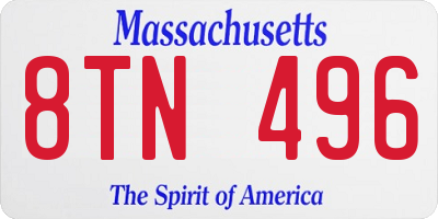 MA license plate 8TN496