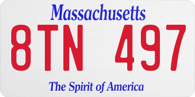 MA license plate 8TN497