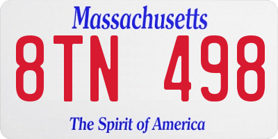 MA license plate 8TN498
