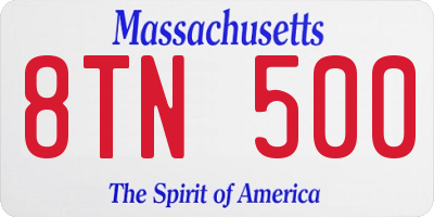 MA license plate 8TN500