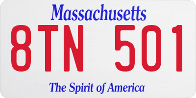 MA license plate 8TN501