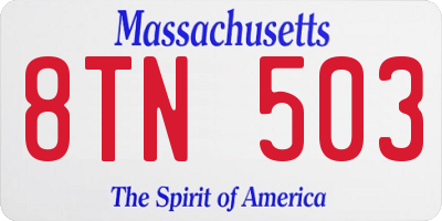 MA license plate 8TN503