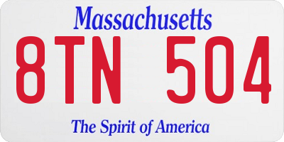 MA license plate 8TN504