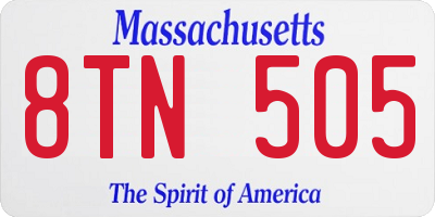 MA license plate 8TN505