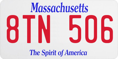 MA license plate 8TN506