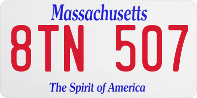 MA license plate 8TN507