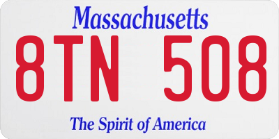 MA license plate 8TN508