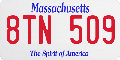 MA license plate 8TN509
