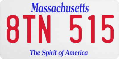 MA license plate 8TN515