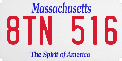 MA license plate 8TN516