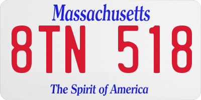 MA license plate 8TN518