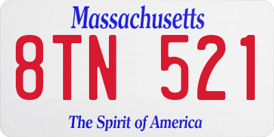 MA license plate 8TN521