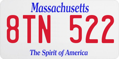 MA license plate 8TN522