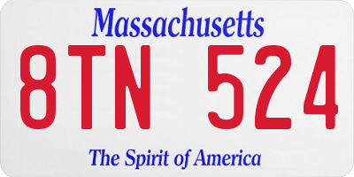 MA license plate 8TN524