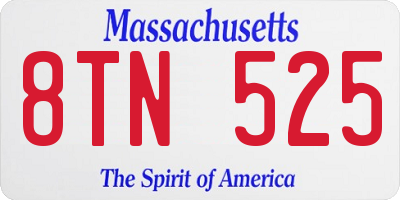 MA license plate 8TN525