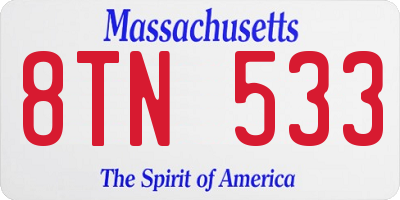MA license plate 8TN533