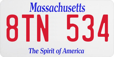 MA license plate 8TN534