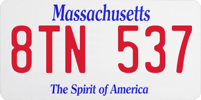 MA license plate 8TN537