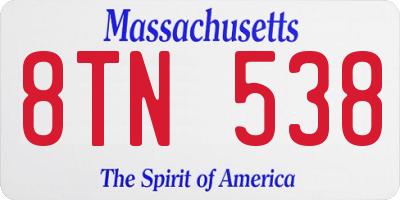 MA license plate 8TN538