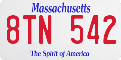MA license plate 8TN542