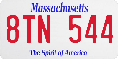 MA license plate 8TN544