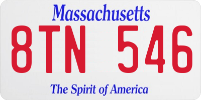 MA license plate 8TN546