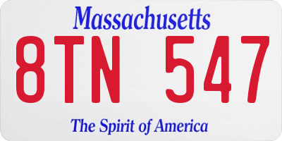 MA license plate 8TN547