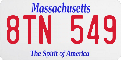 MA license plate 8TN549
