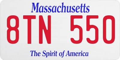MA license plate 8TN550