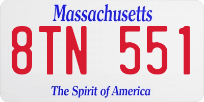 MA license plate 8TN551