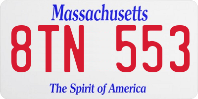 MA license plate 8TN553