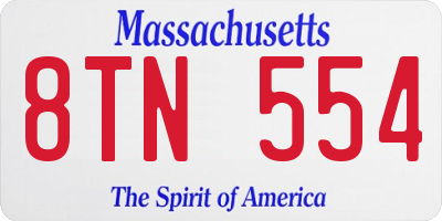 MA license plate 8TN554