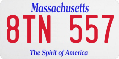 MA license plate 8TN557
