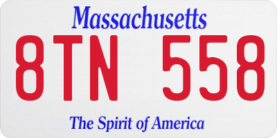MA license plate 8TN558