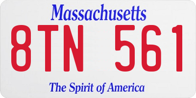 MA license plate 8TN561