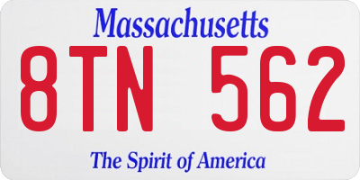 MA license plate 8TN562